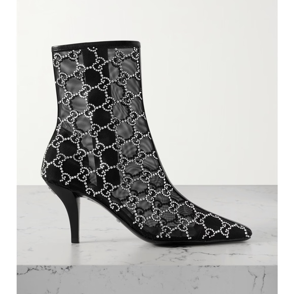 Gucci Women’s GG Crystal Mesh Bootie (Black) - Picture 1 of 8